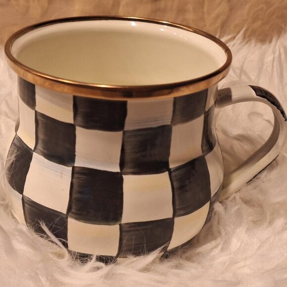 Mackenzie-Childs Courtly Check Enamel 16 oz Mug - EUC - Picture 1 of 4